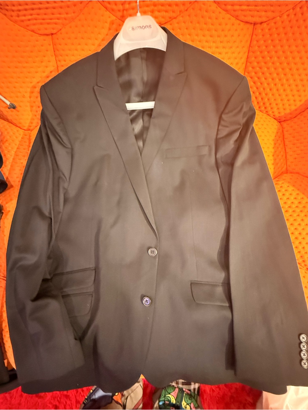 Simons Black Men's Two-Button Notch Lapel Blazer